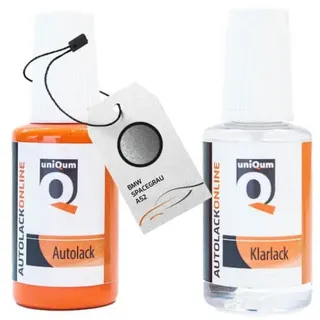 uniQum Autolack Stift + Klarlack im Vorteilsset für BMW SPACEGRAU A52 Autolack Reparatur 2 x 30 ml