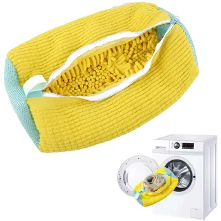CCAIPU Schuhe Waschbeutel, Wäschesack Schuhe für Waschmaschine, Wiederverwendbarer Wäschenetz Schuhe mit Reißverschluss (Gelb)