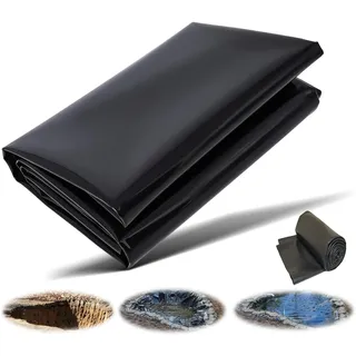 Dtyubfg 10x10m Teichfolie, Flexible Teichfelle Teichfolie, Verstärkte Schwarze HDPE Teichfolien für Außenteiche, Faltbare Gummifische Teichfolien für Wasserfall