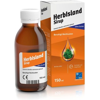 HerbIsland Hustensirup: Hustensaft gegen trockenen Reizhusten mit Isländisch Moos-Extrakt für Erwachsene & Kinder, 150 ml Sirup