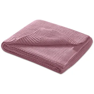 Wometo Babydecke Strickdecke oekoTex Wolle-Look - rosa 70x100 für Jungen und Mädchen