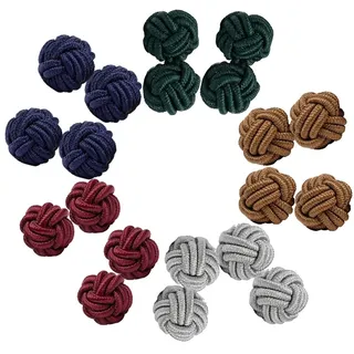 TEOZBLU 5 Paare Manschettenknöpfe Herren Damen, Cufflinks For Men, Knoten Seidenknoten Manschettenknöpfe Für Hemd/Kleid, Mehrweg, Für Herren Père Fils Valentinstag Unternehmen Fête Des Pères