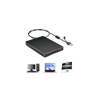 GBKDQQ USB Externes Diskettenlaufwerk Tragbar FDD 1,44MB 3,5 Zoll: Slimline Floppy Disk Drive Externe Kartenleser Computerzubehör Extern Entfernbar Kompatibel mit PC und MAC, Plug and Play, Schwarz