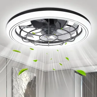 wowspeed Modern Deckenventilator mit Beleuchtung und Fernbedienung, 75W 3 Farbtemperatur und 6 Geschwindigkeiten Deckenventilator mit Lampe, Timer, 6 Geschwindigkeiten, Leise Ventilator mit Licht LED