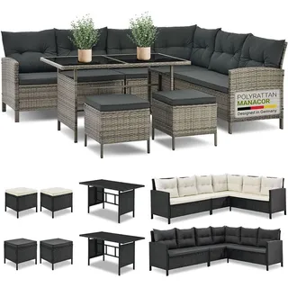 Juskys Manacor Polyrattan Lounge-Set grau meliert