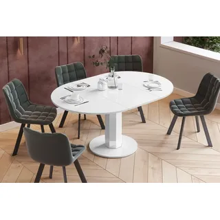 Design Esstisch Tisch HES-111 rund oval Hochglanz ausziehbar 100-148cm - Grau