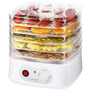 Esperanza Dehydrator Dehydrator Trockner Pilze/Gemüse/Früchte -Champignons 250,00 W, Temperaturregler & Dampfgaren & leicht zu reinigen weiß