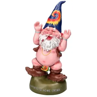 Figuren Shop GmbH Gartenzwerg Gartenzwerg Figur - Hippie Gnom Freudentanz - Lustige Gartenfigur bunt