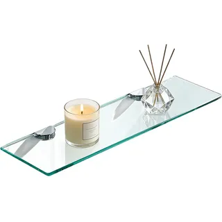 WANGYZJ Glasregal, Glasablage Bad, 8mm Hartglas Glasregal Badezimmer, Montage Von Metallhalterungen, Für Badezimmer, Schlafzimmer, Küche, Büro (Länge 58,5 cm)