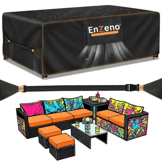 Enzeno Gartenmöbel Abdeckung Wasserdicht Abdeckplane Gartenmöbel Oxford Gewebe Abdeckplane für Gartenmöbel Gartenlounge Abdeckung Winterfest Garten Tischdecke Schutzhülle Lounge Möbel 220x120x74