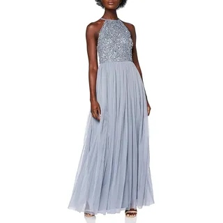 Maya Deluxe Damen Abendkleid Pailletten Cocktailkleid Tüllkleid Kleid Nackenband Elegant Für Hochzeit Brautjungfernkleid Bridesmaid Dress, Dusty Blue, 40 EU