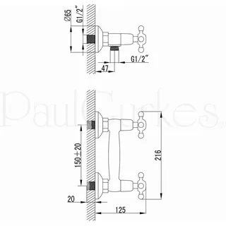 PaulGurkes Nostalgie Retro Duscharmatur Mischbatterie Antik Zweigriffmischer