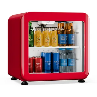 Klarstein Audrey Evo Getränkekühlschrank 45L LED Innenbeleuchtung 42dB Retro Rot