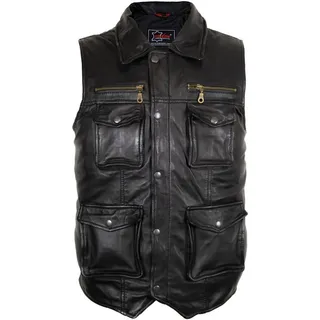 MDM Lederweste Herren Freizeit Lederweste aus echtem Lamm Nappa Leder schwarz L