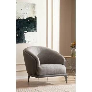 Sessel Einsitzer Luxus 1 Sitz Polster Sitz Design Grau Sitz Stoff Neu