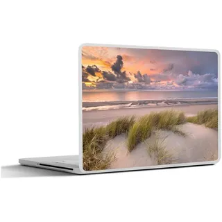 MuchoWow Laptop-Aufkleber Sonnenuntergang - Düne - Strand - Pflanzen - Meer, (1tlg), Selbstklebendes Laptop Folien Cover, Sticker, Kratzschutz, 40x30 cm bunt Ø 50.00 cm x 40 cm x 30 cm