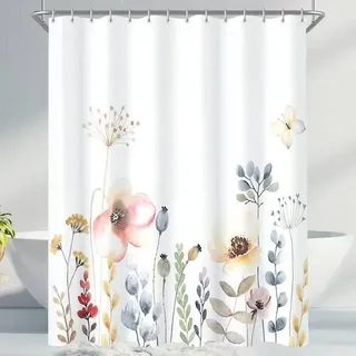 Duschvorhang Blumen Saum Antischimmel Textil 200x160cm Elegante Blume