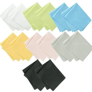 14Stück Mikrofasertücher Wischtuch Set,Mikrofaser Display-Schutztuch,Handy-Brillentuch,Brillenputztuch,Polyester-Baumwoll-Verbundseide,quadratisches Brillentuch,Brillenputztücher, 17,8 x 15,2 cm