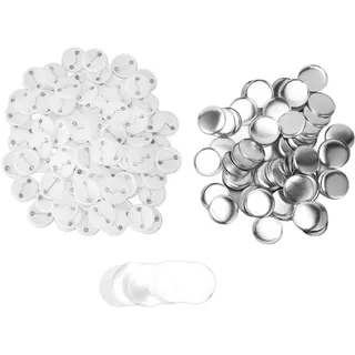 100 Sets DIY Button Badge Parts Kit Round Blank Pin Back Badge with Metal Backing for Clothes, Backpacks, Crafts, Custom Gifts, Ideal for Crafters, Students and Designers (25MM)