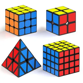 Vdealen Zauberwürfel Set Speed Cube von 2x2 3x3 4x4 Pyramide Zauberwürfel Original, Magic Cube Würfel Puzzle, Geschenk für Kinder Teenager Erwachsene(Sticker)