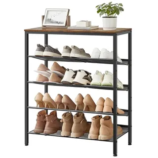 VASAGLE Schuhregal 75 x 93 x 30 cm offen / braun, schwarz