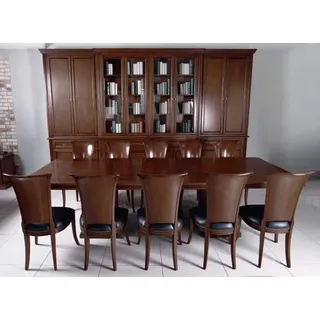 Xlmoebel Konferenztisch Elegantes Holz-Konferenztisch-Set mit bequemen Stühlen (Holz-Konferenztisch-Set, 11-St., Konferenztisch + 10x Stühle), Hergestellt in Europa braun