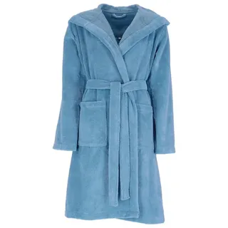 Bugatti Damenbademantel Damen Bademantel mit Kapuze Romina, Baumwolle, hohe Markenqualität blau XL | 108 cm