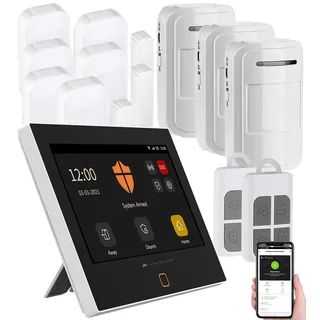 VisorTech 12-teiliges WLAN/4G-Alarmanlage-Set mit 9 Sensoren, 2 Fernbedienungen