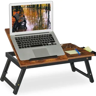 Relaxdays Laptoptisch Dunkelbraun,Schwarz