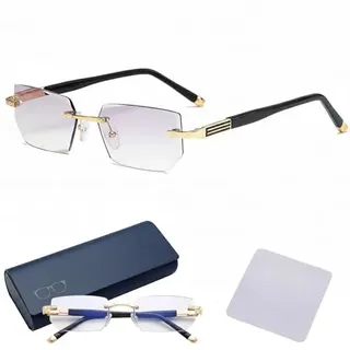 Neslemy Brille, Autofokus Brille Mit Selbsteinstellung, Intelligente Zoom-Brillen Mit Blaulichtschutz Für Damen Und Herren, Für Menschen Mittleren & Höheren Alters, Weiche Silikon-Nasenpads (Gold) - /