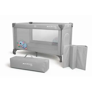 Mobiclinic®, Reisebett, Tragetasche, 2 in 1, Ultrakompakt faltbar, Herausnehmbare matratze, Mofli, Bis zu 15kg, Atmungsaktives gewebe, Seiteneingang mit reißverschluss, Baby laufstall (grau)