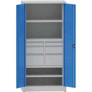 Werkstattschrank Metall, 1950x950x500 mm, 2 Fachböden, 6 Schubladen