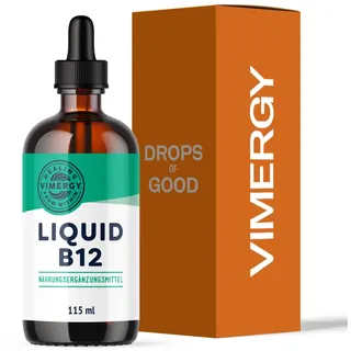 Vimergy Vitamin B 12 – Testgröße 115 ml – Vegane B12 Tropfen – Natürlich Süßer Geschmack – Kein Raffinierter Zucker – B12 Glutenfrei Nicht Gentechnisch Verändert für Keto/Paleo Geeignet