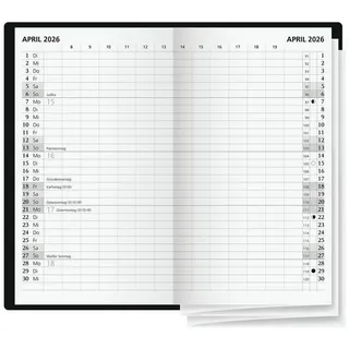 Glocken Taschenkalender 2026, = A6, Kunststoff, schwarz