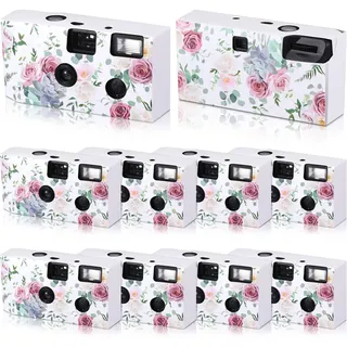 Einwegkamera für Hochzeiten, 35 mm, Einwegkamera, Großpackung mit Blitz-Schwarz-Weiß-Film für Versammlungen, Hochzeiten, Reisen, 10 Stück (rosa Rose, Schwarz-Weiß-Film)