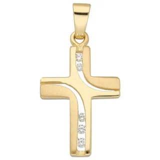Adelia ́s Kreuzanhänger Damen & Herren 333 Gold Kreuz Anhänger mit Zirkonia, mit Zirkonia für Damen & Herren goldfarben