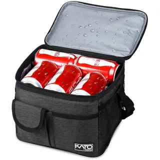 Kato Tirrinia Kühltasche Klein, 8L, Isolierte Lunchtasche für Arbeit, Studenten, Faltbar Auto Kühlbox, Tragbare Brotdose für Herren und Damen, Picknicktasche für Reise, Strand, Camping, Schwarz