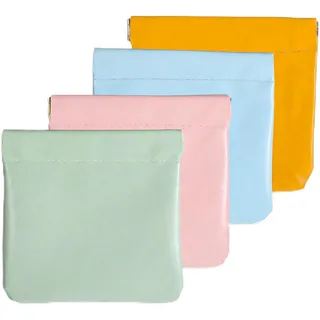 4 Stück Mini Kosmetiktasche Pu-Leder Kleingeldbörse Mädchen Reise Geldbeutel Schminktasche Mini Tasche Tampon Aufbewahrung Damen für Reisen Klein Kulturtasche für Kosmetika Münzen Haargummi Schlüssel