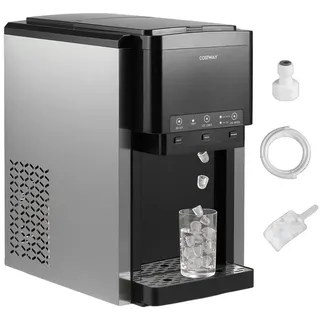 Costway 3 in 1 Wasserspender mit Eiswürfelmaschine, Eiswürfelbereiter mit zerstoßenem EIS, 12 Eiswürfel in 9 Min, Eisbereiter 20 kg/Tag für Zuhause, Küche & Büro