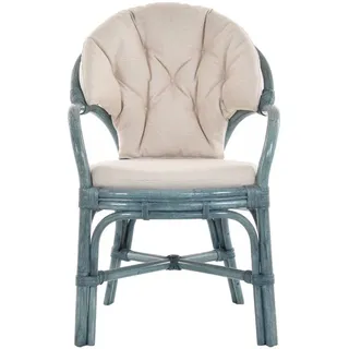 Armlehnstuhl Korbsessel gestäbt im skandinavischem Stil Rattansessel (Blau)