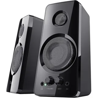 Trust Tytan 2.0 Lautsprecherset 36W (18W RMS), Computer Boxen, Schwarz | Lautstärke- und Bassregler, Kopfhöreranschluss, USB-Betrieb PC Lautsprecher für Laptop Smartphone Tablet