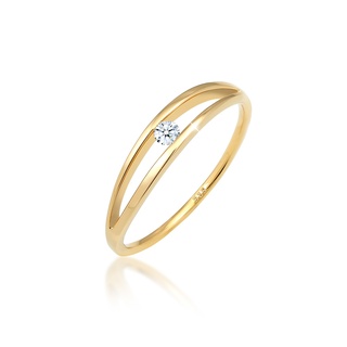 Elli DIAMONDS Verlobung Wellen Diamant (0.06 ct.) 585 Gelbgold Ringe Damen