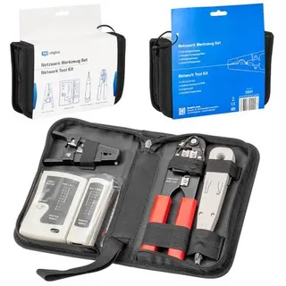 hb-digital Netzwerk Werkzeug SET LSA Auflegewerkzeug Crimpzange Kabeltester 4-teilig mit Tasche