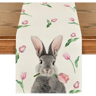 Coonoor Tischläufer Ostern Tischläufer, Frühling Küche Esstisch Dekoration