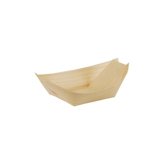 Papstar 50 Fingerfood - Schalen, Holz Pure 8,5 cm x 5,5 cm Schiffchen,