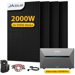 Balkonkraftwerk 2000W mit Speicher Anker Solix Solarbank 3 E2700 Pro Komplettset