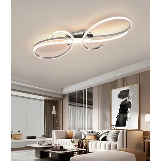 Hsyyz LED Deckenleuchte Dimmbar Esstisch, Wohnzimmer, Schlafzimmer, Küche, Büro-Deckenleuchte (Chrom, L60cm/45W)