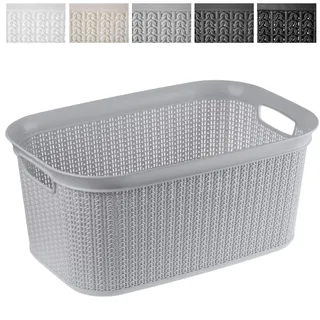 Kadax Wäschekorb, multifunktionaler Korb, 27 L, aus Kunststoff, grau