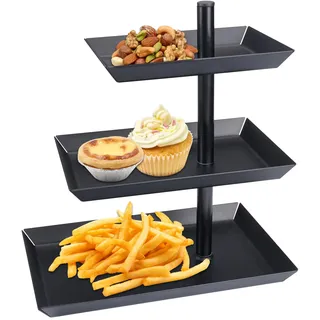 Etagere 3 Stöckig, Obst Etagere Schwarz, Etagere für Teller, Ständer,Cupcake, Kuchen, Muffin, Etagen Groß für Partys und Unterhaltung, Metall-Servierplatte für Desserts, Kuchen, Gebäck, Kekse