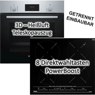 Bosch HERDSET INDUKTION Backofen Teleskopauszug mit TEKA Induktionskochfeld autark, 60 cm neu